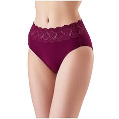 Lowry Трусы слипы макси высокой посадки с кружевным поясом, размер 5XL, винный