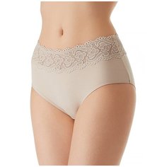 Lowry Трусы слипы макси средней посадки с кружевным поясом, размер XXL, бежевый
