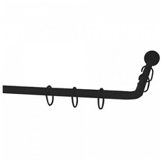 Карниз для ванной комнаты угловой 170x80 см, материал металл, цвет черный, Grekon, 1270-170BLK