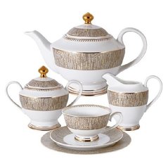 Чайный сервиз "Луксор" на 6 персон, 23 предмета, цвет белый + декор, материал фарфор, Midori, MI2-K3951-E7_23