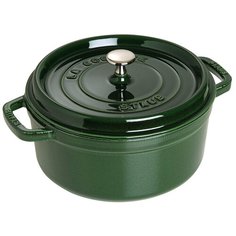 Кокот круглый чугунный 3,8 л цвет зеленый базилик, диаметр 24 см, Staub, 1102485