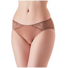 Lowry Трусы бикини средней посадки с кружевом, размер XS, темно-бежевый