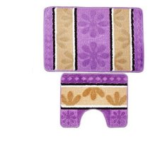 VETTA Фиолетовый Набор ковриков 2шт для ванной и туалета, (50x80см + 50x40см), полиэстер 380гр, полосатые