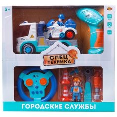 Конструктор ABtoys C-00442 Городские службы. Автовоз и полицейский мотоцикл
