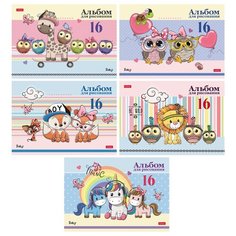 Альбом для рисования 16л., А4, на скрепке Hatber "Мультяшки" 2 шт.