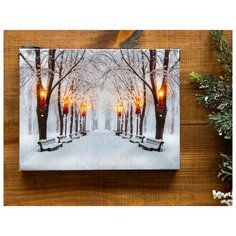 Светящееся настенное панно снег И фонари, LED-огни, 20х15 см, Peha Magic