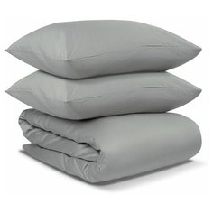 Комплект постельного белья двуспальный из сатина светло-серого цвета из коллекции Essential TK19-DC0018 Tkano