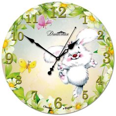 Часы настенные кварцевые Династия Зайка зеленый/серый