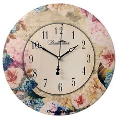 Часы настенные кварцевые Династия Незабудки-3 бежевый/розовый/голубой