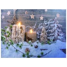 Светящееся настенное панно ЗИМНЯЯ ИМПРОВИЗАЦИЯ, 2 LED-огня, 40х30 см, Peha Magic