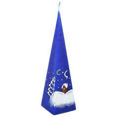 Свеча парафиновая СНОУ БУМ Избушка, пирамидка синяя с ручной росписью, 23 см Сноубум