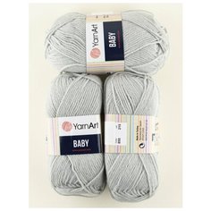 Пряжа "Baby" 50г, 150м (3 мотка), YarnArt, 855 светло-серый