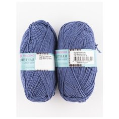 Пряжа "Мультицветная" 50г, 180м (2 мотка)., ПЕХОРКА, 255-Джинсовый