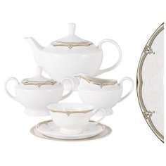 Чайный сервиз "Вивьен" на 6 персон, 21 предмет, костяной фарфор, цвет белый, Anna Lafarg Emily, AL-18-129_21-E5