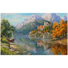 Алмазная мозаика с нанесенной рамкой Molly 40х50 см Прищепа. Замок в горах