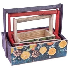 Ящик Дарите счастье набор 3 в 1 Счастья в Новом году 30 х 21 х 10 см бежевый/красный/фиолетовый