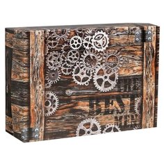 Коробка подарочная Дарите счастье Шестеренки 21 х 7 х 15 см коричневый