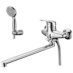 LUNA Смеситель универсальный с плоским изливом 350 мм, дивертор с керамическими пластинам, с аксессуарами Lemark