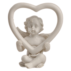 Статуэтка Yiwu Zhousima Crafts Белоснежный ангелочек с сердцем, 6.4 см белый