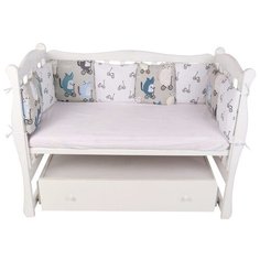 Amarobaby бортик в кроватку Велосипедисты (12 предметов) белый/серый