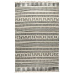 Ковер из хлопка с контрастным орнаментом и бахромой из коллекции Ethnic, 70х160 см Tkano