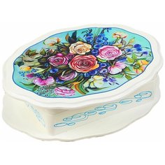 Шкатулка «Букет роз», белая, 20×15 см, лаковая миниатюра 2729854 Сима ленд