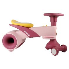 Детская каталка-толокар Arolo 3в1 с безопасными колесами, встроенной музыкой и фонарем, цвет фламинго