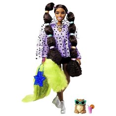 Barbie Кукла Экстра с переплетенными резинками хвостиками