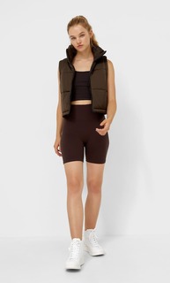 Stradivarius Стеганый Атласный Жилет Хаки Xl