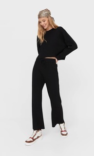 Stradivarius Укороченный Свитер Черный L