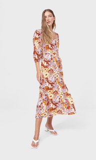 Stradivarius Платье Миди С Глубоким Вырезом На Спине Сиреневый Xs