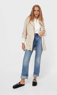 Stradivarius Тренч Из Струящейся Ткани Цвет Небеленого Полотна Xl