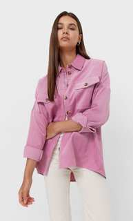 Stradivarius Плотная Рубашка Карго В Тонкий Рубчик Светло-Розовый S