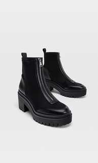 Stradivarius Ботильоны Из Ткани На Каблуке И С Молнией Черный 37
