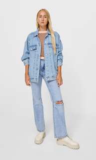 Stradivarius Джинсовая Куртка Оверсайз Светлый Деним S