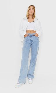 Stradivarius Пуховик С Капюшоном Белый Xs