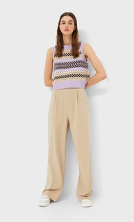 Stradivarius Жаккардовый Жилет Сиреневый Xs