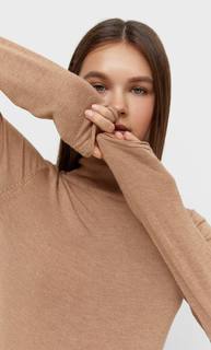Stradivarius Свитер С Высоким Воротником Бежевый S