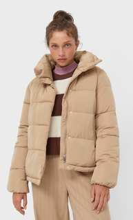 Stradivarius Пуховик С Высоким Воротником Бежевый Средний M
