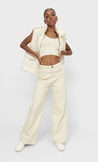 Stradivarius Стеганый Жилет Ванильный Xl