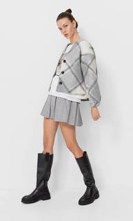 Stradivarius Кардиган В Клетку Пестро-Серый Xl