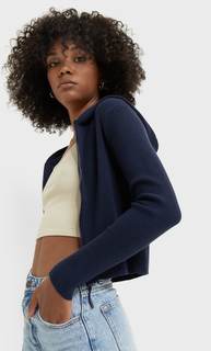 Stradivarius Кардиган С Капюшоном Морской Синий Xl
