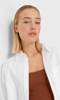 Stradivarius Рубашка Прямого Кроя Белый Xxs