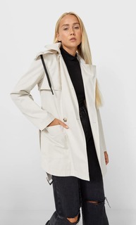 Stradivarius Тренч Из Непромокаемой Ткани Ванильный L
