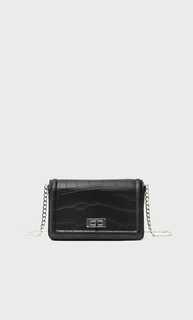 Stradivarius Сумка С Плечевым Ремнем И Эффектом Крокодиловой Кожи Черный 103