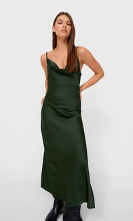 Stradivarius Платье Миди В Бельевом Стиле Хаки L