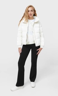 Stradivarius Пуховик Из Блестящей Ткани Цвет Небеленого Полотна Xl