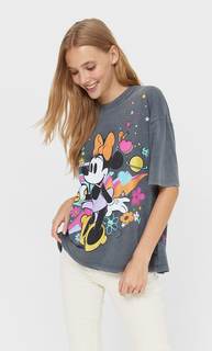 Stradivarius Футболка Оверсайз С Принтом Disney Темно-Серый Xl