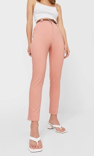 Stradivarius Брюки С Поясом Приглушенно-Розовый 44