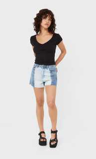 Stradivarius Футболка С V-Образным Вырезом Черный Xl